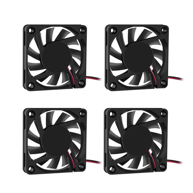 Dorhea Fan 60x60x10 mm DC 12V 6010 Brushless Cooling Fan, Replacement Ball Bearing 60mm Fan for Cooling DIY PC Computer Case Fan - 2 Pin Case Fan (Pack of 4Pcs) - Image 1